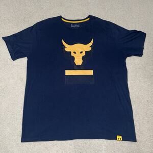 Under Armour Project Rock T shirt Mens 2XL Blue Short Sleeve Graphic Print